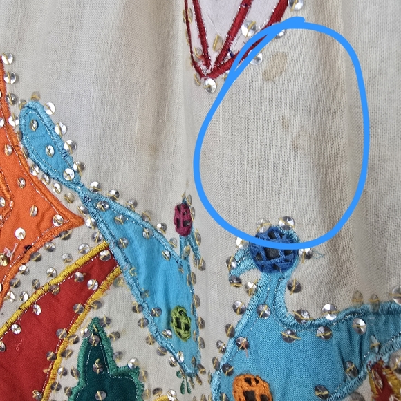 Handmade  Embroidered Vintage Floral.  Maxi Skirt Boho Folk Festival Beaded XL - Picture 10 of 12